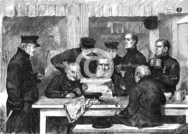 New wars and old warriors: a sketch in Chelsea Hospital, 1871. Creator: Joseph Swain.