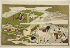 New Year at Court, from the illustrated kyoka anthology "The Young God..., Japan, New Year, 1789. Creator: Kitagawa Utamaro