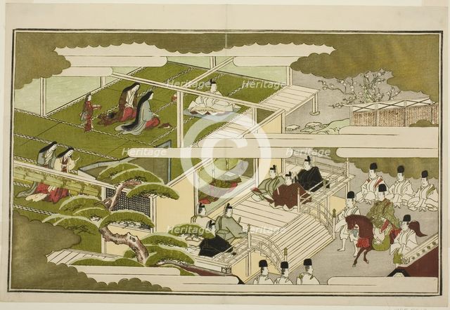 New Year at Court, from the illustrated kyoka anthology "The Young God..., Japan, New Year, 1789. Creator: Kitagawa Utamaro.