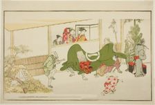 New Year Street-Performers, from the illustrated kyoka anthology "The Young God..., New Year, 1789. Creator: Kitagawa Utamaro