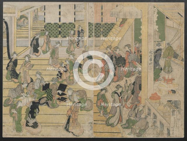 New Year's Day at the Ogiya Seiro, ca. 1804. Creator: Hokusai.