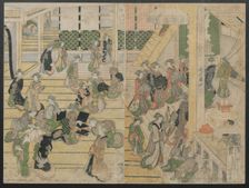 New Year's Day at the Ogiya Seiro, ca. 1804. Creator: Hokusai