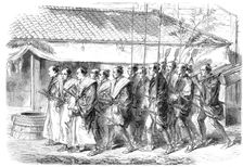 New-Year's Day in Japan - Japanese officers going to pay visits of congratulation, 1865. Creator: Unknown
