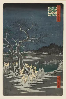 New Year's Eve Foxfires at the Changing Tree, Oji, 19th century. Artist: Ando Hiroshige