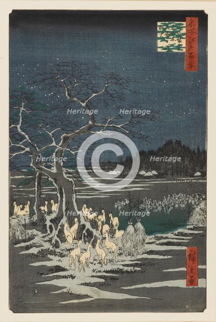 New Year's Eve Foxfires at the Changing Tree, Oji, 19th century. Artist: Ando Hiroshige.