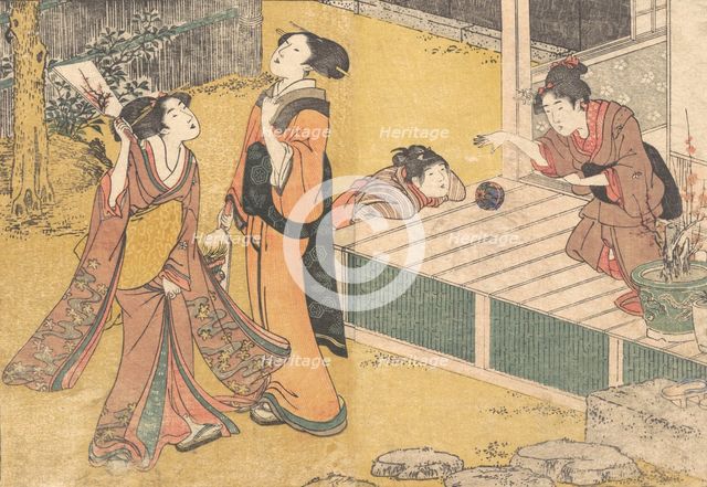 New Year's Games, from the printed book Flowers of the Four Seasons (Shiki no hana), 1801. Creator: Kitagawa Utamaro.