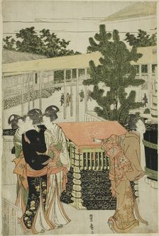 New Year's Pilgrimage to Myohoji Temple in Horinouchi (Horinouchi Myohoji eho mairi..., c.1804/10. Creator: Utagawa Toyohiro