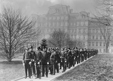 New Year's Reception at White House - Admiral Dewey, Left Front, And Officers Starting For..., 1905. Creator: Harris & Ewing