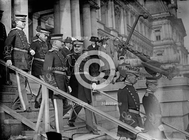New Year's Reception At White House - Army officers General Edwards And Col. Sidney A. Cloman, 1910. Creator: Harris & Ewing.