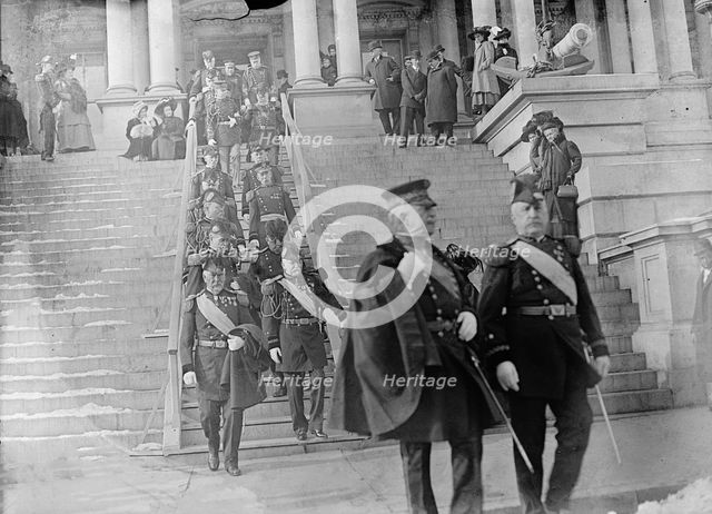New Year's Reception At White House - General Miles, Left, And Gen. Wood, Right Front..., 1910. Creator: Harris & Ewing.