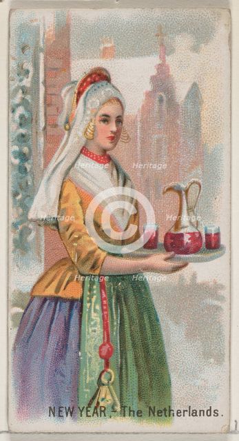 New Year, The Netherlands, from the Holidays series (N80) for Duke brand cigarettes, 1890., 1890. Creator: George S. Harris & Sons.