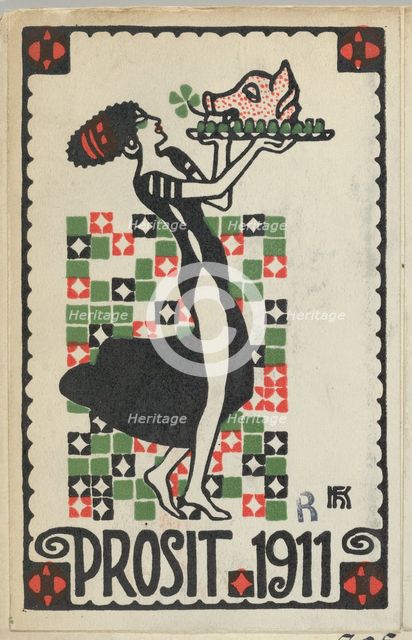 New Years Card: Cheers 1911 (Prosit), 1910. Creator: Hans Kalmsteiner.