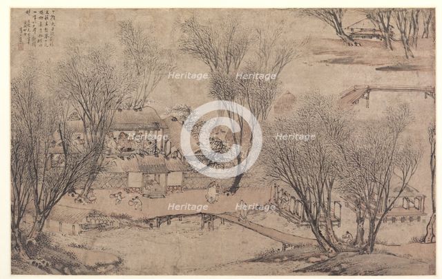 New Year's Day in a Village at Stone Lake, 1609. Creator: Li Shida (Chinese, c. 1549-c. 1621).