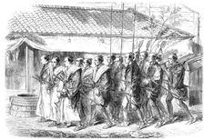 New-Year's Day in Japan - Japanese officers going to pay visits of congratulation, 1865. Creator: Unknown