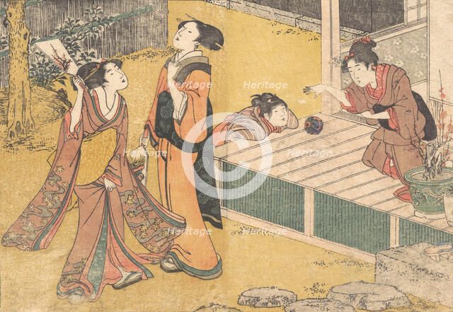 New Year's Games, from the printed book Flowers of the Four Seasons (Shiki no hana), 1801. Creator: Kitagawa Utamaro.