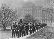 New Year's Reception at White House - Admiral Dewey, Left Front, And Officers Starting For..., 1905. Creator: Harris & Ewing