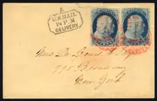New York Carrier cancel cover, c. 1855. Creator: Unknown