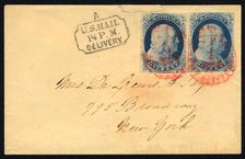 New York Carrier cancel cover, c. 1855. Creator: Unknown
