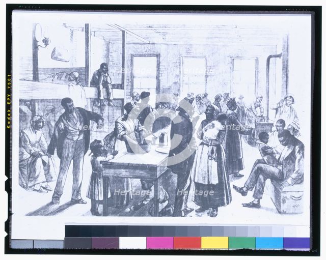 New York City- Colored refugees from Arkansas awaiting transportation to Liberia..., 1880. Creator: Unknown.