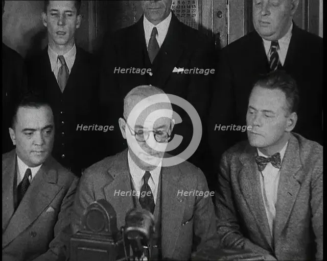 New York City Police Commissioner John Francis O'Ryan Making an Official Announcement, 1930s. Creator: British Pathe Ltd.