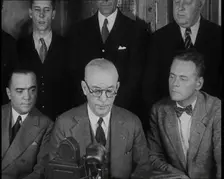 New York City Police Commissioner John Francis O'Ryan Making an Official Announcement, 1930s. Creator: British Pathe Ltd