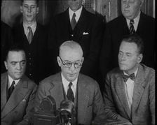 New York City Police Commissioner John Francis O'Ryan Making an Official Announcement, 1930s. Creator: British Pathe Ltd