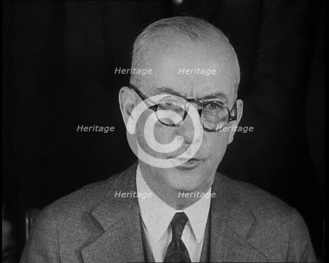 New York City Police Commissioner John Francis O'Ryan Making an Official Announcement, 1930s. Creator: British Pathe Ltd.