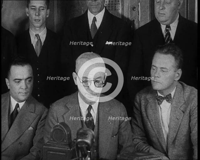 New York City Police Commissioner John Francis O'Ryan Making an Official Announcement, 1930s. Creator: British Pathe Ltd.