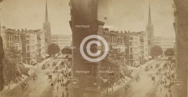 New York City street scene, from above., c1850-1930. Creator: Unknown.