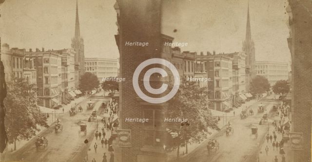 New York City street scene, from above., c1850-1930. Creator: Unknown.
