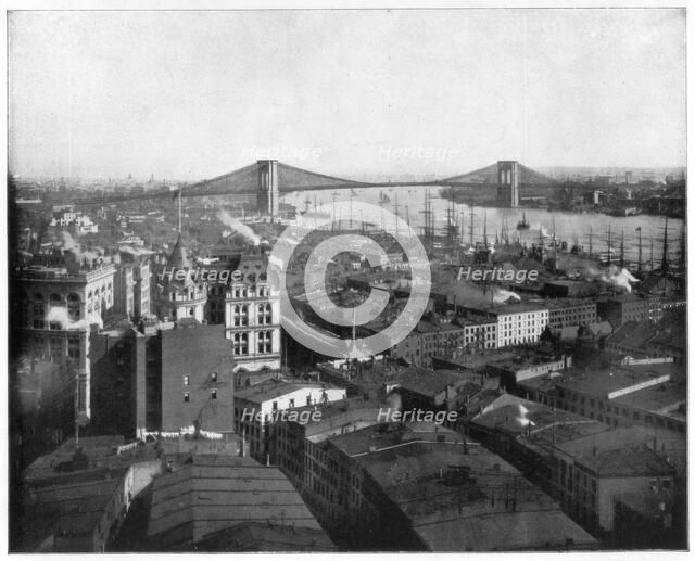 New York and the Brooklyn Bridge, late 19th century. Artist: John L Stoddard