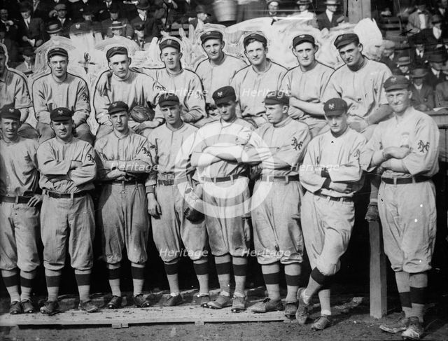 New York Giants. Top row (left to right): (partially obscured) Art Fletcher... (baseball), c1911. Creator: Bain News Service.