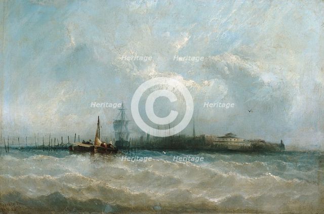 New York from the Harbor Showing the Battery and Castle Garden, 1858. Creator: Alfred Copestick.