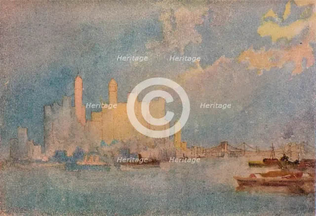 'New York From The Sound', c1913. Artist: William Monk.