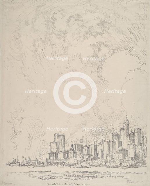 New York from Brooklyn, 1910. Creator: Joseph Pennell.