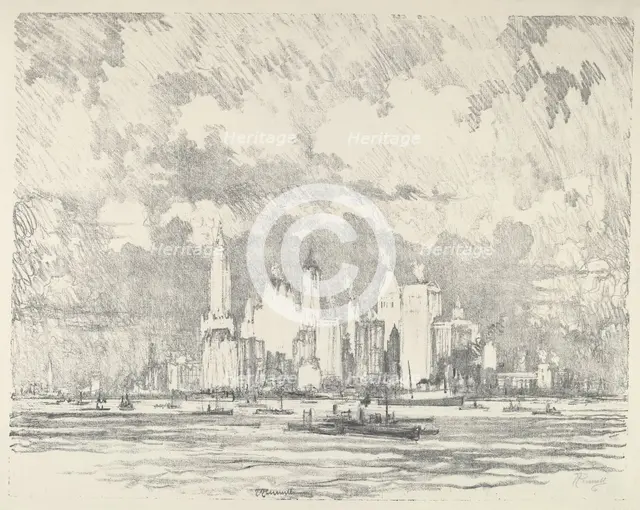 New York From Ellis Island, 1910. Creator: Joseph Pennell.