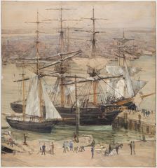 New York Harbor, 19th century. Creator: Jules Lessore