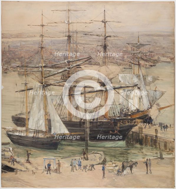 New York Harbor, 19th century. Creator: Jules Lessore.