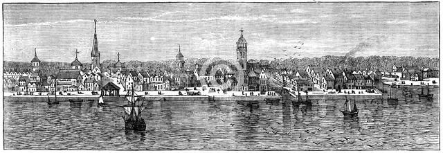 New York in the middle of the 18th century, (c1880). Artist: Unknown