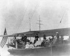New York - Oyster Bay, Long Island Yacht Club: guests boarding yacht from launch, 1905. Creator: Unknown