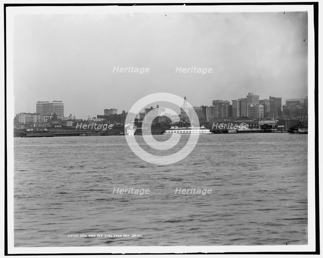 New York sky line from New Jersey, between 1910 and 1915. Creator: Unknown.