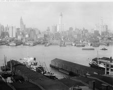 New York skyline from Brooklyn, between 1900 and 1920. Creator: Unknown