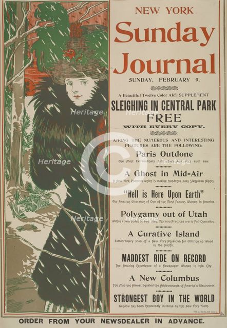 New York Sunday journal. Sunday, February 9. 1896, c1893 - 1897. Creator: Unknown.
