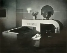 New York pent-house home of Raymond Loewy, designed by himself - Fireplace 1937. Creator: Unknown