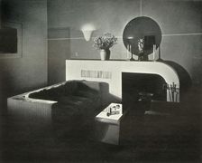 New York pent-house home of Raymond Loewy, designed by himself - Fireplace 1937. Creator: Unknown