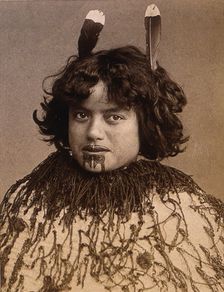 New Zealand: a Maori woman, 19th century. Creator: Pulman Photo