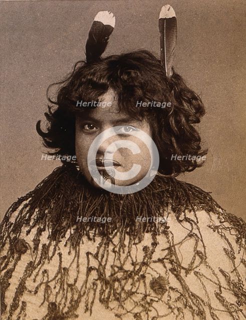 New Zealand: a Maori woman, 19th century. Creator: Pulman Photo.