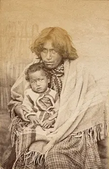 New Zealand: a Maori woman and child, 19th century. Creator: Unknown