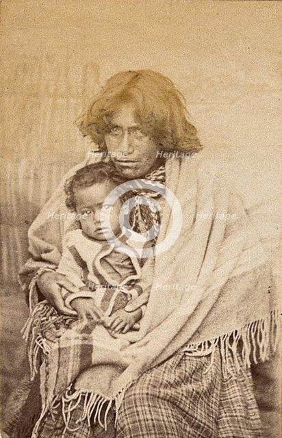 New Zealand: a Maori woman and child, 19th century. Creator: Unknown.