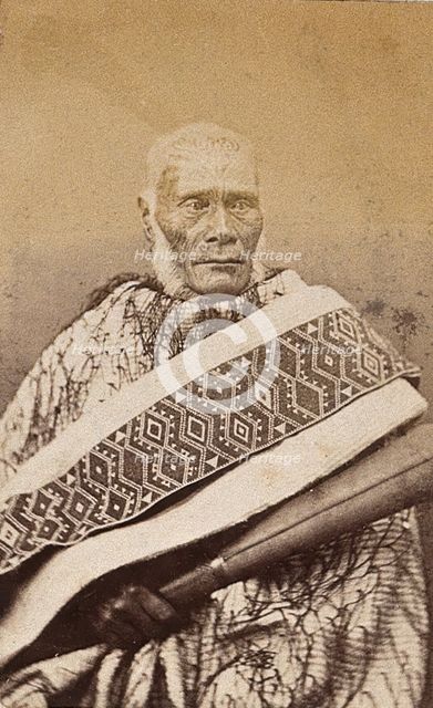 New Zealand: a Maori man, 19th century. Creator: Unknown.